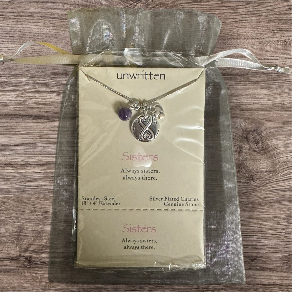 Unwritten Silver Necklace with Purple Stone Charm